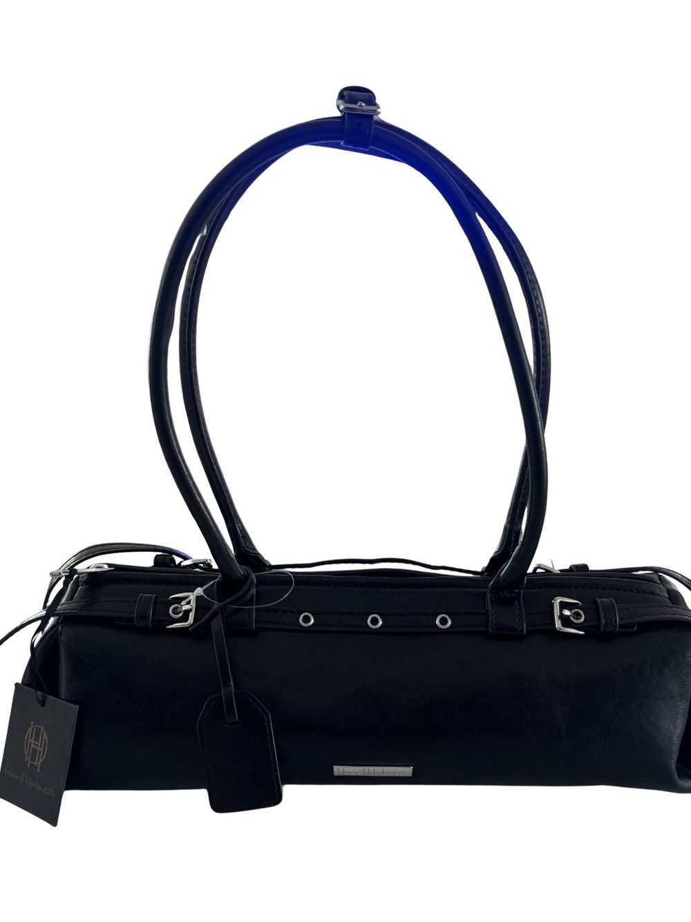 NWT House of Harlow 1960 Black Faux Leather Barrel Shoulder Bag Y2K - Picture 8 of 11